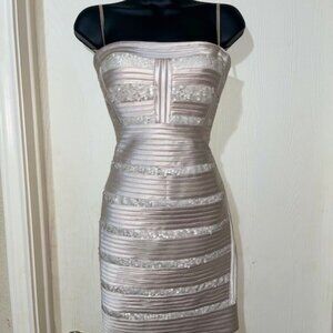Size 8 BCBGMAXAZRIA Satin Mini Sequin Dresses Preowned excellent condition